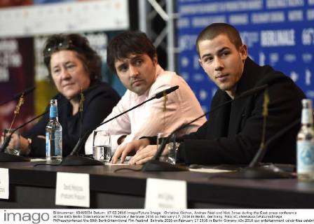 Christine Vachon, Andrew Neel und Nick Jonas during the Goat press conference at the 66th Berlin International Film Festival Berlinale 2016 on February 17, 2016 in Berlin, Germany. Foto:xC.xNiehausx xFuturexImage