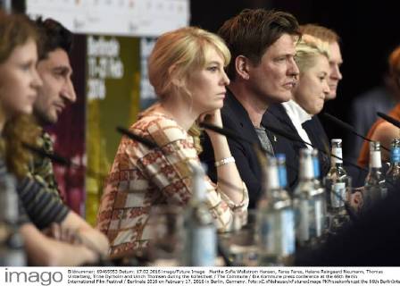 Martha Sofie Wallstrom Hansen, Fares Fares, Helene Reingaard Neumann, Thomas Vinterberg, Trine Dyrholm and Ulrich Thomsen during the Kollektivet The Commune Die Kommune press conference at the 66th Berlin International Film Festival Berlinale 2016 on February 17, 2016 in Berlin, Germany. Foto:xC.xNiehausx xFuturexImage