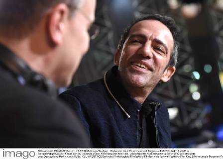 Moderator Knut Elstermann mit Regisseur Rafi Pitts beim RadioEins Berlinale-Nighttalk am Rande der 66. Internationalen Filmfestspiele Berlin 66. Internationale Filmfestspiele in Berlin IFB2016