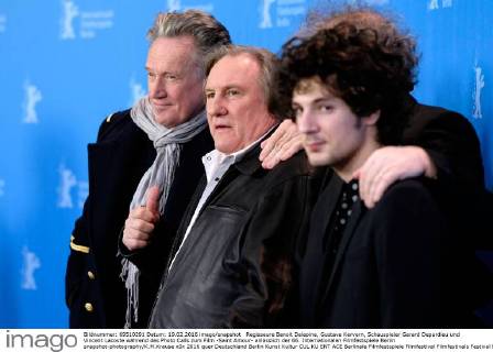 Regisseure Benoit Delepine, Gustave Kervern, Schauspieler Gerard Depardieu und Vincent Lacoste während des Photo Calls zum Film -Saint Amour- anlässlich der 66. Internationalen Filmfestspiele Berlin snapshot-photography K.M.Krause