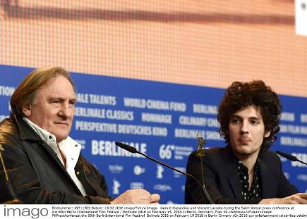 Gerard Depardieu and Vincent Lacoste during the Saint Amour press conference at the 66th Berlin International Film Festival Berlinale 2016 on February 19, 2016 in Berlin, Germany. Foto:xC.xNiehausx xFuturexImage
