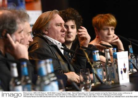 Gerard Depardieu and Vincent Lacoste during the Saint Amour press conference at the 66th Berlin International Film Festival Berlinale 2016 on February 19, 2016 in Berlin, Germany. Foto:xC.xNiehausx xFuturexImage