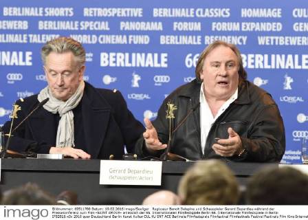 Regisseur Benoit Delepine und Schauspieler Gerard Depardieu während der Pressekonferenz zum Film -SAINT AMOUR- anlässlich der 66. Internationalen Filmfestspiele Berlin 66. Internationale Filmfestspiele in Berlin IFB2016