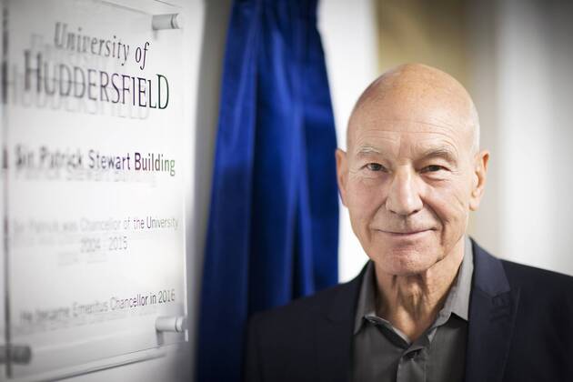 August 9, 2016 - Hudderfield, Yorkshire, UK - Hudderfield UK. Sir Patrick Stewart has visited Huddersfield University today to see the drama department officially renamed the Sir Patrick Stewart Building. The actor famed for his role as Captain Jean-Luc Picard in Star Trek was the chancellor of the university from 2004 until 2015 when he handed the role over to the Duke of York. Hudderfield UK  - ZUMAl94_