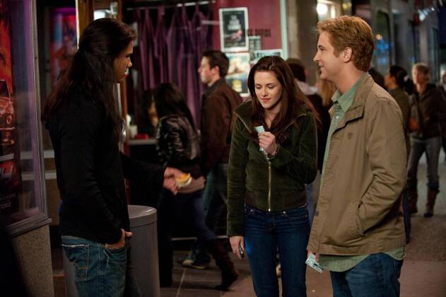 RELEASE DATE: November 20, 2009. MOVIE TITLE: Twilight: New Moon. STUDIO: Imprint Entertainment. PLOT: After Bella recovers from the vampire attack that almost claimed her life, she looks to celebrate her birthday with Edward and his family. However, a minor accident during the festivities results in Bella s blood being shed, a sight that proves too intense for the Cullens, who decide to leave the town of Forks, Washington for Bella and Edward s sake. Initially heartbroken, Bella finds a form of comfort in reckless living, as well as an even-closer friendship with Jacob Black. Danger in different forms awaits. PICTURED: KRISTEN STEWART as Bella Swan, MICHAEL WELCH as Mike and TAYLOR LAUTNER as Jacob Black. - ZUMAg90_
