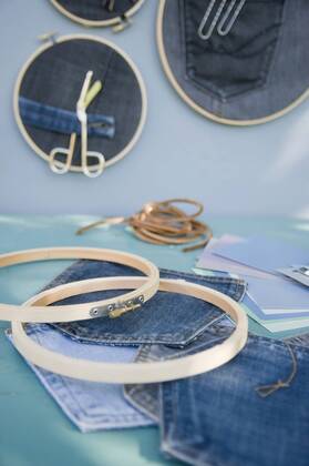 DIY, pinboard, embroidery frame, denim  GISF000241
