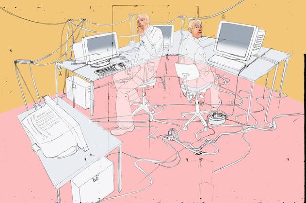 Netzwerkadministrator arbeitet an Computern  DanielxMackie 10240016
