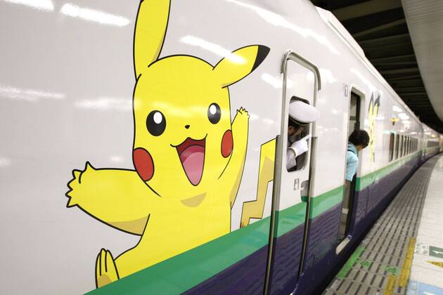 Jul 19, 2009 - Taito-Ku, Tokyo, Japan - JR East commence driving of the Pokemon Shinkansen. Pokemon are pictured on trains to help reduce the extremely stressing environment of riding trains in the morning. - ZUMAy06_ 20090719_mms_y06_075