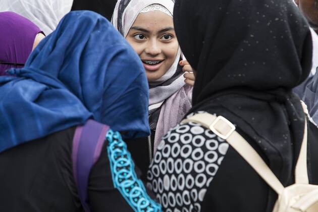 January 16, 2017 - South Jakarta, Jakarta, Indonesia - Jakarta, 16 january 2017 :Daughter of Habib Rizieq (middle and smile) join the rally. Islam Front Defender held demonstration in front of Indonesian Police to report West Java .Chief of Police Anton Charliyan, demanded removal and legal process for allegedly protecting thuggery and .criminalizing ulemas. The demonstration named 161 action which held peacefully although having heavy guard.by the police. South Jakarta Indonesia - ZUMAh128 20170116_zap_h128_007