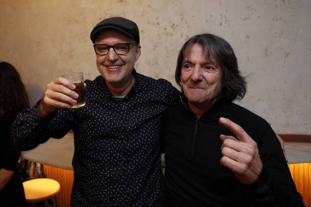 Spanish film maker Juanjo Gimenez (L) and his Art Director Daniel G. Blanco (R) celebrate after knowing that their film Timecode has been nominated as best fiction shortfilm for the Oscar (the Academy of Motion Picture Arts and Science Awards) in Barcelona, Catalonia, Spain on 24 January 2017. BEST FICTION SHORTFILM FOR THE OSCAR: TIMECODE !ACHTUNG: NUR REDAKTIONELLE NUTZUNG!  20170124-636208731281124953