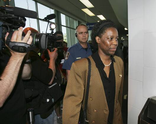 Jun 01, 2005; Joliette, Canada; Sylvie Bordelais, Karla Homulka s lawyer, leaves for lunch break at the courthouse in Joliette, Quebec, June 1, 2005, during Homolka s hearing. Mandatory - ZUMAt14_ 20050601_mdm_t14_637 Copyright: xBernardxWeilx