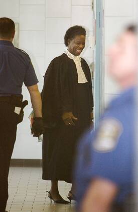 Jun 01, 2005; Joliette, Canada; Sylvie Bordelais, Karla Homolka s lawyer, smiles as she walks into the courtroom at the courthouse in Joliette, Quebec, June 1, 2005, for Homulka s hearing. Mandatory - ZUMAt14_ 20050601_mdm_t14_639 Copyright: xBernardxWeilx