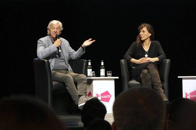 Jurypräsident Paul Verhoeven und Jurymitglied Maggie Gyllenhaal beim Berlinale Talents Talk zum Thema Courage: Against All Odds auf der Berlinale 2017 67. Internationale Filmfestspiele Berlin im HAU Hebbel am Ufer. Berlin, 12.02.2017 Foto:xP.xSkupinx xFuturexImage
