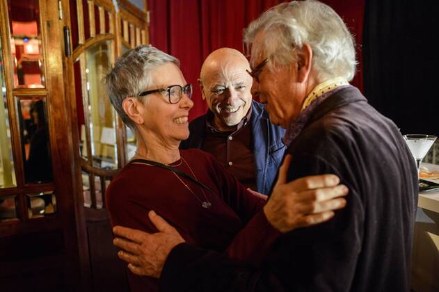 Produzentin Josette Gauthier, Regisseur Peter Svatek und Sektionsleiter Thomas Struck beim Kulinarischen Kino der Berlinale am 16.02.2017
