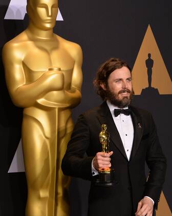 Actor Casey Affleck, winner of the award for Actor in a Leading Role for Manchester by the Sea , appears backstage during the 89th annual Academy Awards at Loews Hollywood Hotel in the Hollywood section of Los Angeles on February 26, 2017.  LAP201702261033 JIMxRUYMEN