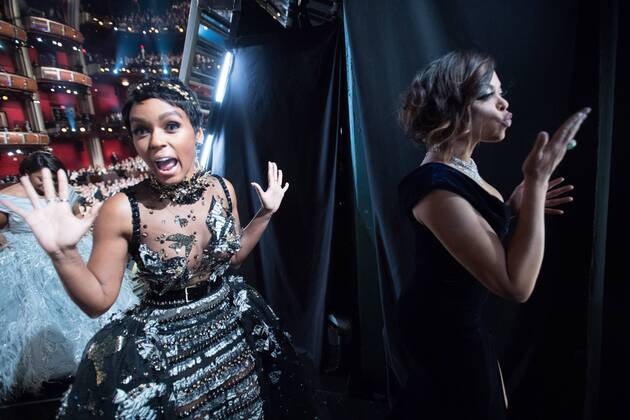 Feb 26, 2017 - Hollywood, California, U.S - JANELLE MONAE, and TARAJI P. HENSON head backstage during The 89th Oscars at the Dolby Theatre in Hollywood. Hollywood U.S - ZUMAz03_ 20170226_sho_z03_550 Copyright: xRichardxHarbaughx