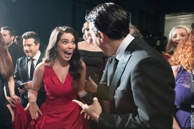 Feb 26, 2017 - Hollywood, California, U.S - AULI L CRAVALHO and LIN-MANUEL MIRANDA backstage during The 89th Oscars® at the Dolby® Theatre in Hollywood, CA on Sunday, February 26, 2017. Hollywood U.S - ZUMAz03_ 20170226_sho_z03_545 Copyright: xRichardxHarbaughx