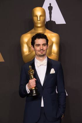 Feb 26, 2017 - Hollywood, California, U.S - DAMIEN CHAZELLE poses backstage with the Oscar for Achievement in directing, for work on La La Landâ during the live ABC Telecast of The 89th Oscars at the Dolby Theatre in Hollywood, CA on Sunday, February 26, 2017. Hollywood U.S. - ZUMAz03_ 20170226_sho_z03_627 Copyright: xMikexBakerx