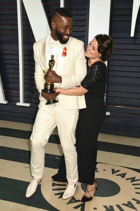 February 27, 2017 - Beverly Hills, CA, United States - 26 February 2017 - Beverly Hills, California - Tarell Alvin McCraney, Adele Romanski. 2017 Vanity Fair Oscar Party held at the Wallis Annenberg Center. Photo Credit: AdMedia Beverly Hills United States - ZUMAa123 20170227_zaa_a123_952 Copyright: xByronxPurvisx