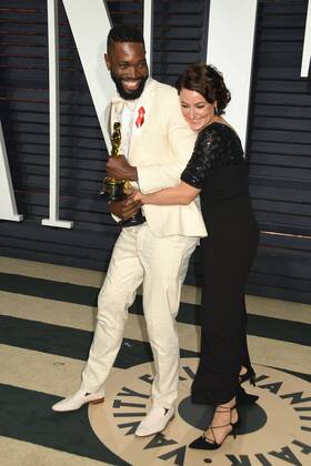 February 27, 2017 - Beverly Hills, CA, United States - 26 February 2017 - Beverly Hills, California - Tarell Alvin McCraney, Adele Romanski. 2017 Vanity Fair Oscar Party held at the Wallis Annenberg Center. Photo Credit: AdMedia Beverly Hills United States - ZUMAa123 20170227_zaa_a123_942 Copyright: xByronxPurvisx