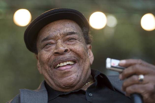 File Photo - JAMES COTTON has passed away at 81. James Henry Cotton (July 1, 1935 - March 16, 2017) was an American blues harmonica player, singer and songwriter, who performed and recorded with many of the great blues artists of his time and with his own band. Cotton began his professional career playing the blues harp in H. Wolf s band in the early 1950s. He made his first recordings in Memphis for Sun Records. In 1955, he was recruited by M. Waters to come to Chicago and join his band. Cotton became Waters s bandleader and stayed with the group until 1965. n 1965 he formed the Jimmy Cotton Blues Quartet, with O. Spann on piano, to record between gigs with Waters s band. Pictured:May 27, 2012 - Aptos, California, U.S. - Blues harmonica legend James Cotton performs live at the 20th annual Santa Cruz Blues Festival. Aptos U.S.  - ZUMAb18_ 20170316_shq_b18_747 Copyright: xJeromexBrunetx