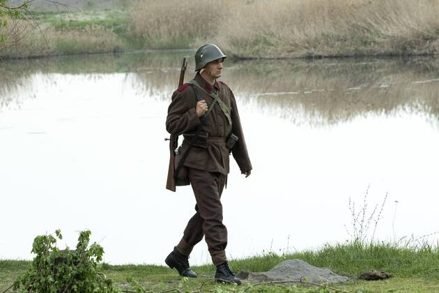 April 29, 2017 - Sofia, Bulgaria - Reenactment near Sofia, Bulgaria, on 29 April 2017 of the Battle of the Transdanubian Hills during the World War II, a defensive operation of the Bulgarian Army against German Wehrmacht forces who were trying to capture the north bank of the Drava river. Sofia Bulgaria  - ZUMAn230 20170429_zaa_n230_754 Copyright: xHristoxVladevx