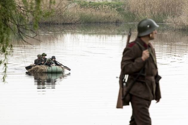 April 29, 2017 - Sofia, Bulgaria - Reenactment near Sofia, Bulgaria, on 29 April 2017 of the Battle of the Transdanubian Hills during the World War II, a defensive operation of the Bulgarian Army against German Wehrmacht forces who were trying to capture the north bank of the Drava river. Sofia Bulgaria  - ZUMAn230 20170429_zaa_n230_759 Copyright: xHristoxVladevx