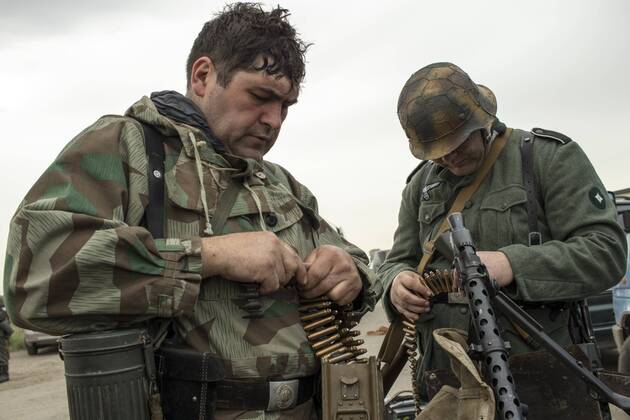 April 29, 2017 - Sofia, Bulgaria - Reenactment near Sofia, Bulgaria, on 29 April 2017 of the Battle of the Transdanubian Hills during the World War II, a defensive operation of the Bulgarian Army against German Wehrmacht forces who were trying to capture the north bank of the Drava river. Sofia Bulgaria  - ZUMAn230 20170429_zaa_n230_762 Copyright: xHristoxVladevx