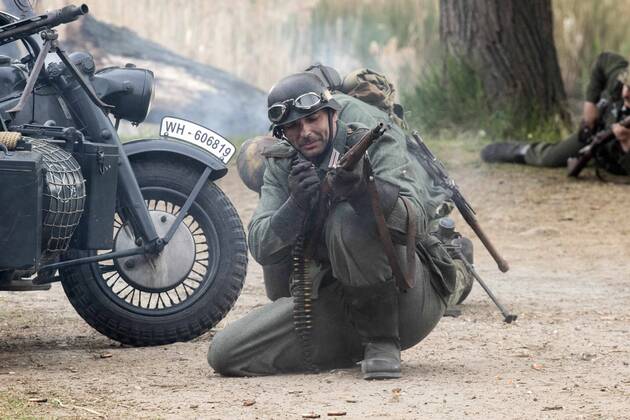 April 29, 2017 - Sofia, Bulgaria - Reenactment near Sofia, Bulgaria, on 29 April 2017 of the Battle of the Transdanubian Hills during the World War II, a defensive operation of the Bulgarian Army against German Wehrmacht forces who were trying to capture the north bank of the Drava river. Sofia Bulgaria  - ZUMAn230 20170429_zaa_n230_755 Copyright: xHristoxVladevx