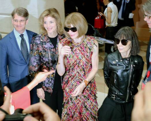 Rei Kawakubo s exhibition opens at Met in New York Japanese fashion designer Rei Kawakubo (far R) arrives at the Metropolitan Museum of Art in New York on May 1, 2017, prior to the public opening of the museum s spring Costume Institute exhibition Rei Kawakubo Comme des Garcons: Art of the In-Between, together with former U.S. Ambassador to Japan Caroline Kennedy (2nd from L). The exhibition will run through Sept. 4. 