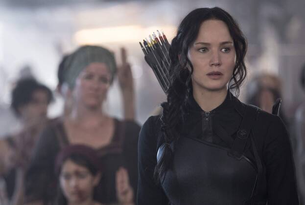 Jennifer Lawrence stars as Katniss Everdeen in THE HUNGER GAMES: MOCKINGJAY - PART 1 Los Angeles CA Copyright: xMurrayxClosex 32446_001THA