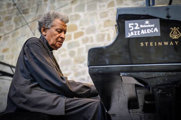 July 25, 2017 - San Sebastian, Gipuzkoa - Basque Country, Spain - Performance of the South African pianist Abdullah Ibrahim together with Terence Blanchard (trumpet), Noah Jackson (bass, cello), Will Terrill (drums), Cleave Guyton Jr. (alto sax, flute, clarinet, piccolo), Lance Bryant (tenor sax), Andrae Murchison (Trombone, Trumpet), Marshall McDonald (baritone sax) on the stage of the Trinidad Square during 52nd edition of Heineken Jazzaldia on July 25, 2017 in San Sebastian, Spain San Sebastian Spain - ZUMAn230 20170725_zaa_n230_210 Copyright: xJosexIgnacioxUnanuex