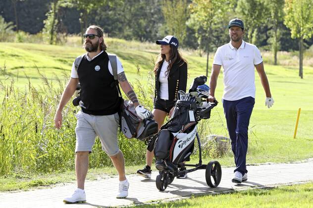 Rea Garvey und Michael Ballack mit Freundin Natacha Tannous beim 10. GRK Golf Charity Masters 2017 in der Golfanlage Golfclub Leipzig im Golfresort Machern. Leipzig, 19.08.2017 Foto:xS.xGabschx xFuturexImage