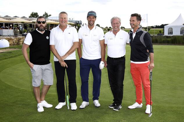 Rea Garvey, Jürgen B. Harder, Michael Ballack, Steffen Göpel und Florian Silbereisen beim 10. GRK Golf Charity Masters 2017 in der Golfanlage Golfclub Leipzig im Golfresort Machern. Leipzig, 19.08.2017 Foto:xS.xGabschx xFuturexImage