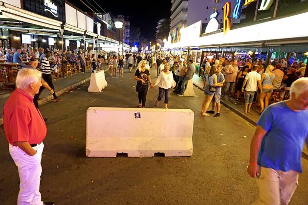 06 09 2017 Spain Island Mallorca at Tourists Hotspot Ballermann in El Arenal were in the Vergnügungsmeile Ham road against terrorist Attacks up 06 09 2017 Mallorca Barriers to Terror at Ballermann 06 09 2017 Mallorca Barriers to Terror at Ballermann