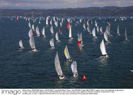 foto IPP Nini Trieste 08 10 2017 regata velica internazionale La Barcolana A view of the sail boats taking part in the 49nd edition of the traditional Barcolana regatta in the gulf of Trieste, north-eastern Italy, Sunday, Oct. 8, 2017.  0