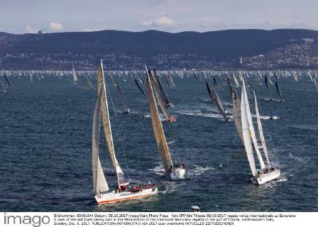 foto IPP Nini Trieste 08 10 2017 regata velica internazionale La Barcolana A view of the sail boats taking part in the 49nd edition of the traditional Barcolana regatta in the gulf of Trieste, north-eastern Italy, Sunday, Oct. 8, 2017.  0