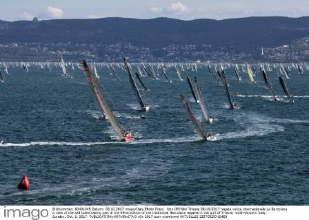 foto IPP Nini Trieste 08 10 2017 regata velica internazionale La Barcolana A view of the sail boats taking part in the 49nd edition of the traditional Barcolana regatta in the gulf of Trieste, north-eastern Italy, Sunday, Oct. 8, 2017.  0