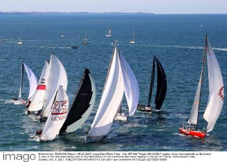 foto IPP Nini Trieste 08 10 2017 regata velica internazionale La Barcolana A view of the sail boats taking part in the 49nd edition of the traditional Barcolana regatta in the gulf of Trieste, north-eastern Italy, Sunday, Oct. 8, 2017.  0
