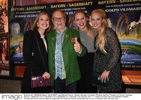 Joseph Vilsmaier with his Daughters Josefine Theresa and Janina Premiere Bavaria Sagenhaft Film Television Cinema Sendlinger goal Munich 19 October 2017
