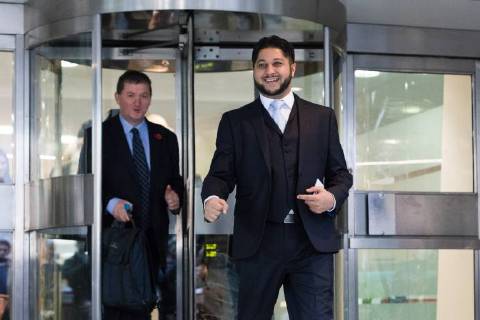 November 10, 2017 - London, London, UK - LONDON, UK. JAMES FARRAR and YASEEN ASLAM, former Uber drivers, arrive at the Employment Appeals Tribunal in London today. The two former drivers, James Farrar and Yaseen Aslam, won a landmark case against the cab hiring app last year after arguing they were employees and entitled to the minimum wage, sick pay and paid holiday. Uber challenged the ruling, saying it could deprive drivers of the personal flexibility they valueâ London UK - ZUMAl94_ 20171110_zaf_l94_018 Copyright: xVickiexFloresx