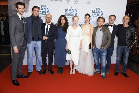 Sabin Tambrea Felix Randau Juergen Vogel Violetta Schurawlow Susanne WUEST Anna F Axel Stone Martin Augustin Schneider André M Hennicke at the public premiere from the Man out the Ice in Zoo Palace in Berlin at 21 11 2017
