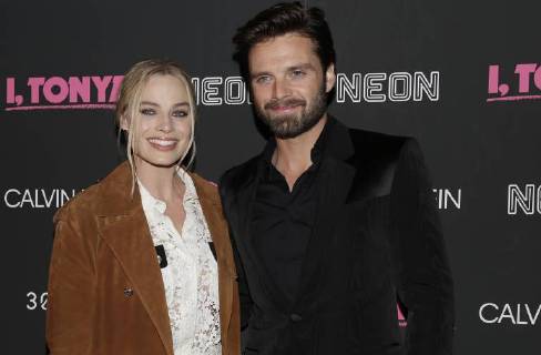 Margot Robbie and Sebastian Stan arrive on the red carpet at the I, Tonya New York Premiere at Village East Cinema on November 28, 2017 in New York City.  NYP20171128110 JOHNxANGELILLO