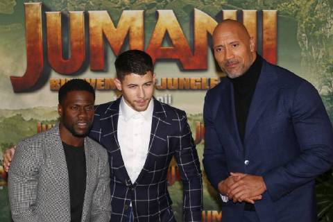 Kevin Hart - Nick Jonas - Dwayne Johnson CELEBRITES : Avant Premiere Jumanji Bienvenue dans la jungle - Paris - 05 12 2017 MichaelBaucher Panoramic 