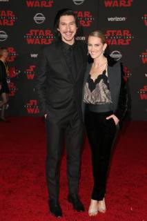 LOS ANGELES, CA - DECEMBER 9: Adam Driver and Joanne Tucker at the World Premiere of LucasfilmÕs Star Wars: The Last Jedi at The Shrine Auditorium in Los Angeles, California on December 9, 2017. Copyright: xFayexSadoux