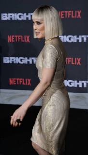 Cast member Noomi Rapace attends the premiere of the sci-fi motion picture thriller Bright at the Regency Village Theatre in the Westwood section of Los Angeles on December 13, 2017. Storyline: Set in a world where mystical creatures live side by side with humans. A human cop is forced to work with an Orc to find a weapon everyone is prepared to kill for.  LAP2017121385 JIMxRUYMEN