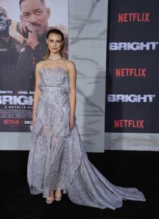 Cast member Lucy Fry attends the premiere of the sci-fi motion picture thriller Bright at the Regency Village Theatre in the Westwood section of Los Angeles on December 13, 2017. Storyline: Set in a world where mystical creatures live side by side with humans. A human cop is forced to work with an Orc to find a weapon everyone is prepared to kill for.  LAP2017121359 JIMxRUYMEN