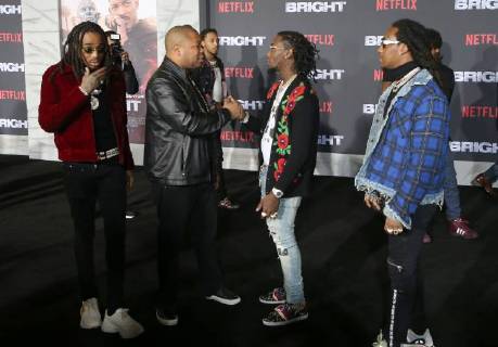 WESTWOOD, CA - DECEMBER 13: Xzibit and, Quavo, Offset, Takeoff Of Migos, at Premiere Of Netflix s Bright at The Regency Village Theatre, In Hollywood, California on December 13, 2017. Copyright: xFayexSadoux