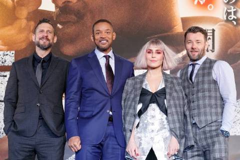 (L to R) Director David Ayer, Will Smith, actress Noomi Rapace and Joel Edgerton, pose for the cameras during the Japan premiere for the movie Bright on December 19, 2017, Tokyo, Japan. The casts received a warm welcome from the Japanese fans at the event. The film will be released globally on Netflix on December 22. (gxta_brightjp028)