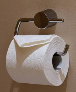 A role of high-quality toilet paper hangs in an upmarket hotel in the Hanseatic City of Bremen
